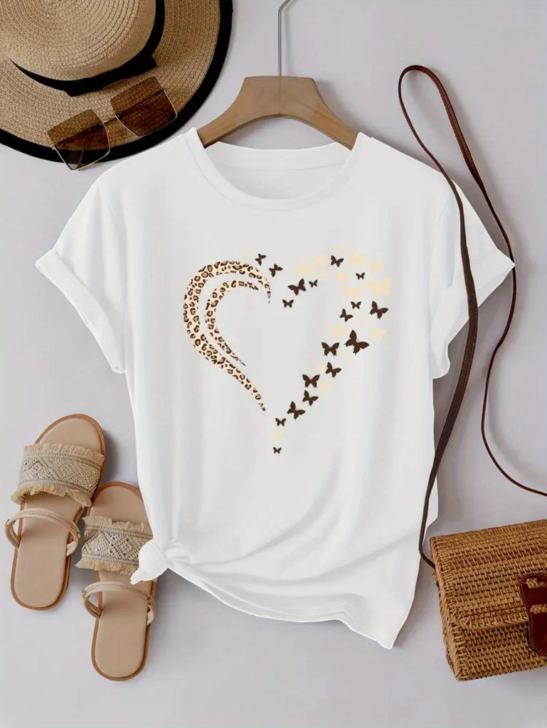 Fashionable Women'S T-Shirt  Comfortable And Relaxed Round Neck Suitable for All Seasons Elegant Casual Top Party  Must Have