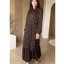 Load image into Gallery viewer, Women&#39;sEuropean  Clothing Autumn and Winter New Elegant Sexy Fashion Digital Printing Leisure Dresssmall floral long skirt