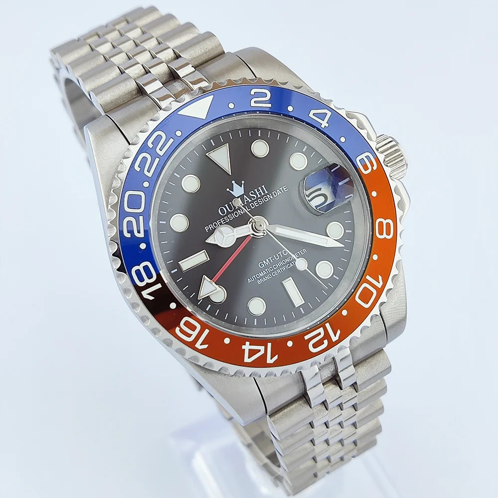 Luxury Men's Watches GMT Watches Sapphire Glass Waterproof Watches NH34 Movement Watches OUMASHI Watches Support Customized Logo