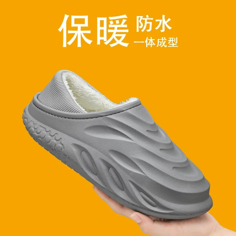 Slippers for Men Add Velvet Heel Covering Non-Slip Wear-resistant Waterproof Couple Women Home Shoes Shoes for Men Warm New