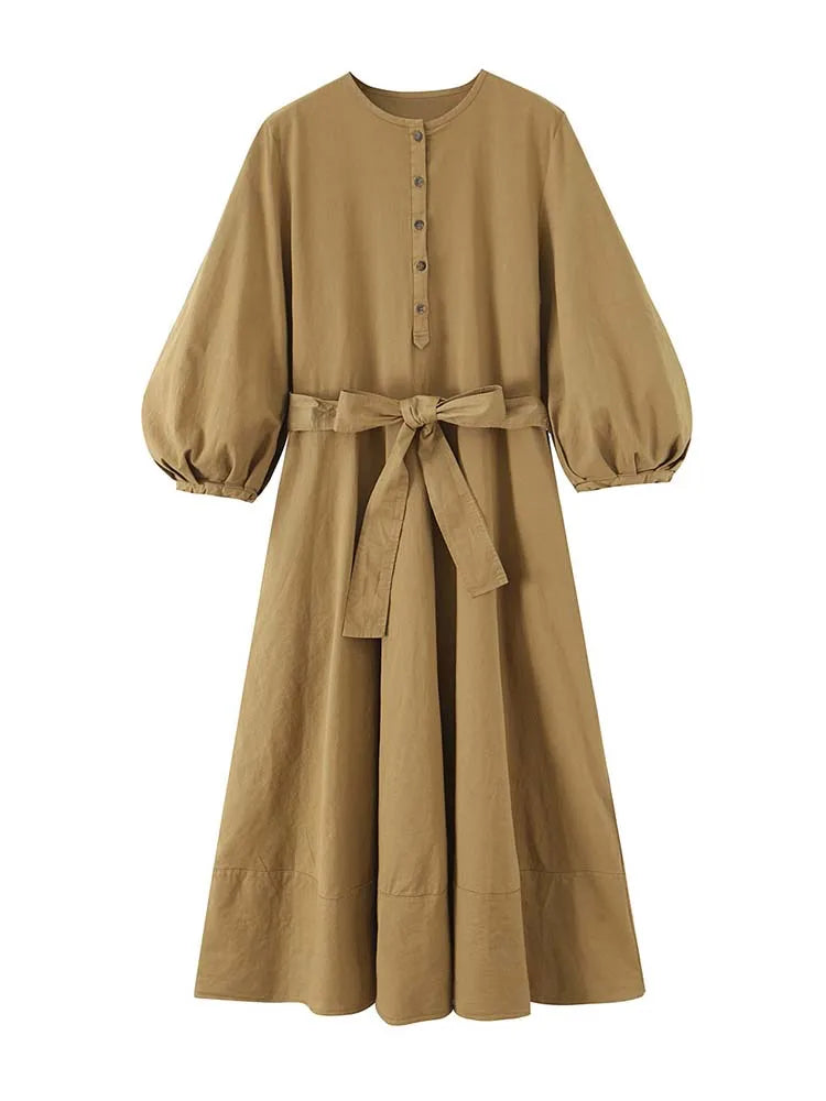 2025 New Women Fashion  Dress Women Plaid printed Long Dresses With Belt Chic Dresses Women Summer Dress