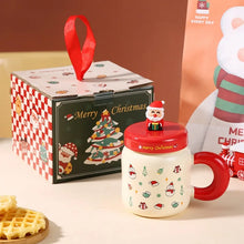 Load image into Gallery viewer, Christmas gifts: Ceramic cups with LIDS, spoons, cartoon mugs, high appearance level, creative New Year gifts and souvenirs