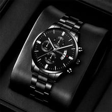 Load image into Gallery viewer, Fashion Mens Watches Luxury Black Stainless Steel Quartz Wrist Watch Man Business Watch for Men Calendar Clock Reloj Hombre