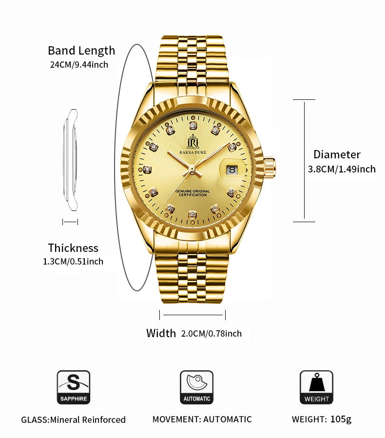 TEVISE  Automatic Mechanical Watch for Men with Date Stainless Steel Diamond Fashion Business Casual Watch Waterproof