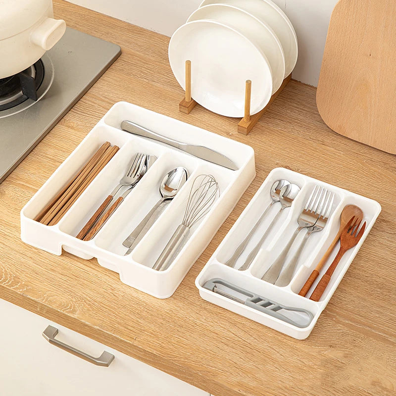 4/5 Grid Kitchen Cabinets Chopsticks And Tableware Storage Box Knife Fork Spoon Divider Organizer Knife Fork Drawer Storage
