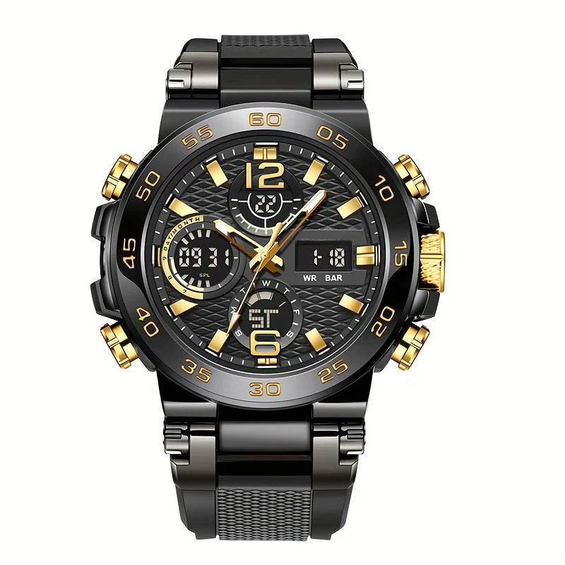 New Watches For Men Waterproof Clock Alarm Reloj Hombre LCD Dual Display Wristwatch Quartz Sports Mens Watch