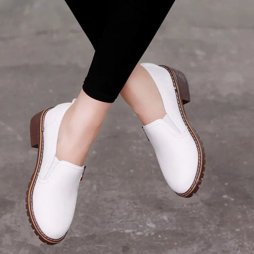 Summer Footwear for Woman Flat Solid Color Oxford Shoes Soft Leather Sneakers Low Medium Pumps Slip on Loafers Shoes for Women