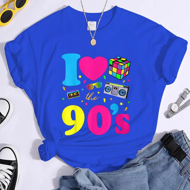 Women's Fashion 90's T-Shirt Summer Casual Classic 90's Shirt Loose Women's T-Shirt Tops