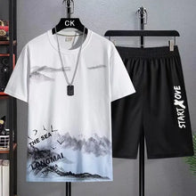 Load image into Gallery viewer, Trendy Suits for men  Men&#39;s Summer Shorts Set Gym Outfit Student Short Sleeve Tee 2 Piece Set Tracksuits Men Casual Men Clothing