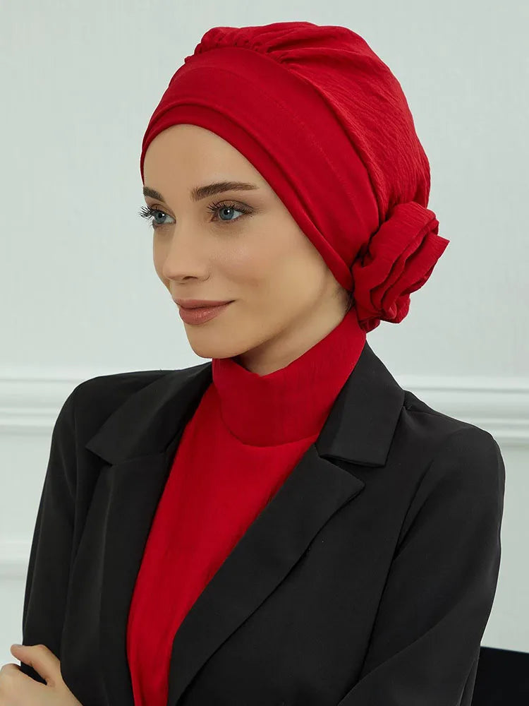 Islamic Hat Hijabs For Woman Trendy Flower Headscarf Undercap Bonnet Women Muslim Turban Hat Ladies Head Wrap Bandana Skullcap