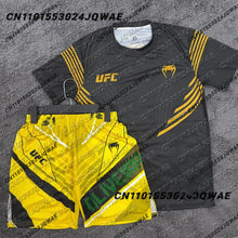 Load image into Gallery viewer, Charles Oliveira UFC Yellow Edition Boxing Fighting Tee Shorts Men Breathable Jersey Wrestling Running Sweat Absorbing Set