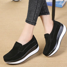 Load image into Gallery viewer, Women Loafers Suede Leather New Thick Sole Footwear Platform Flat Shoes for Women Comfort Wedge Moccasins Slip on Casual Shoes