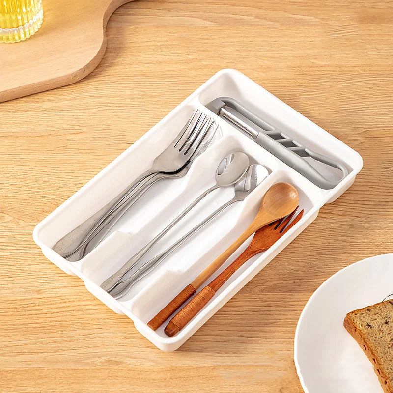 4/5 Grid Kitchen Cabinets Chopsticks And Tableware Storage Box Knife Fork Spoon Divider Organizer Knife Fork Drawer Storage