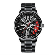 Load image into Gallery viewer, Car Watches For Men,Waterproof Stainless Steel Quartz Wrist Watch Sports Men’s Watches With Car Wheel Rim Hub Design