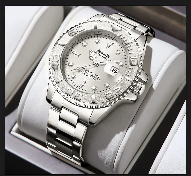 Automatic mechanical watch for men with hollow and waterproof features; with luminous and calendar functions
