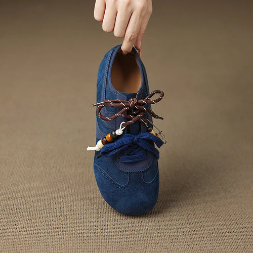 Women's Shoes Flats Casual Sneakers Round Toe Barefoot Woman Elegant Low Heel Stylish Trend Luxury High Quality Blue