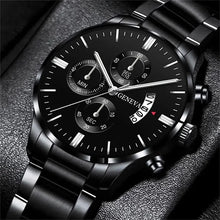 Load image into Gallery viewer, Fashion Mens Watches Luxury Black Stainless Steel Quartz Wrist Watch Man Business Watch for Men Calendar Clock Reloj Hombre