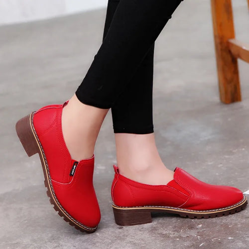 Summer Footwear for Woman Flat Solid Color Oxford Shoes Soft Leather Sneakers Low Medium Pumps Slip on Loafers Shoes for Women