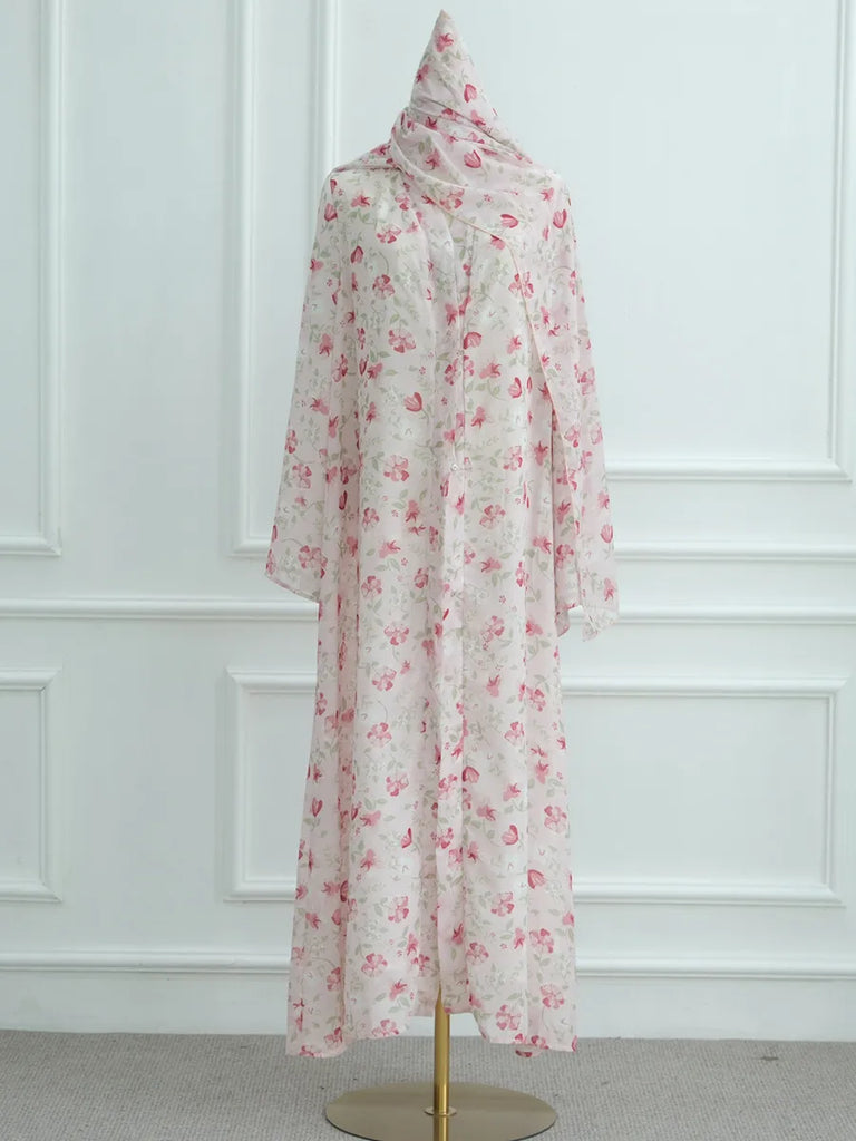 Muslim Women Dubai Abaya luxury Double layered chiffon Print Hijab Dress Kaftan Ramadan Robe Femme Islam african dresses Kebaya