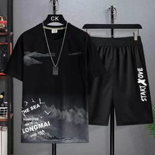 Load image into Gallery viewer, Trendy Suits for men  Men&#39;s Summer Shorts Set Gym Outfit Student Short Sleeve Tee 2 Piece Set Tracksuits Men Casual Men Clothing