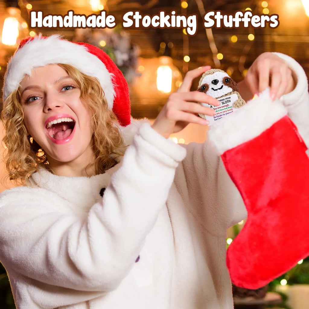 Inspirational Birthday Gifts for Women, Small Reminders of Emotional Support and Positivity, Shark, Penguin, Duck, Fun and Cute Knitted Sloth, Suitable for Her, Him, College Friends, Colleagues, Christmas Stocking Stuffers