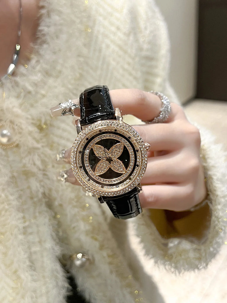 2025 Quality watches for women, four leaf timing, vintage flowers, light luxury, versatile fashion, exquisite temperament