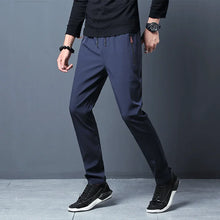 Load image into Gallery viewer, Men&#39;s Casual Pants Straight Slim Fit Elastic Waist Jogger Korean Classic Blue Black Gray Male Brand Trousers Plus Size