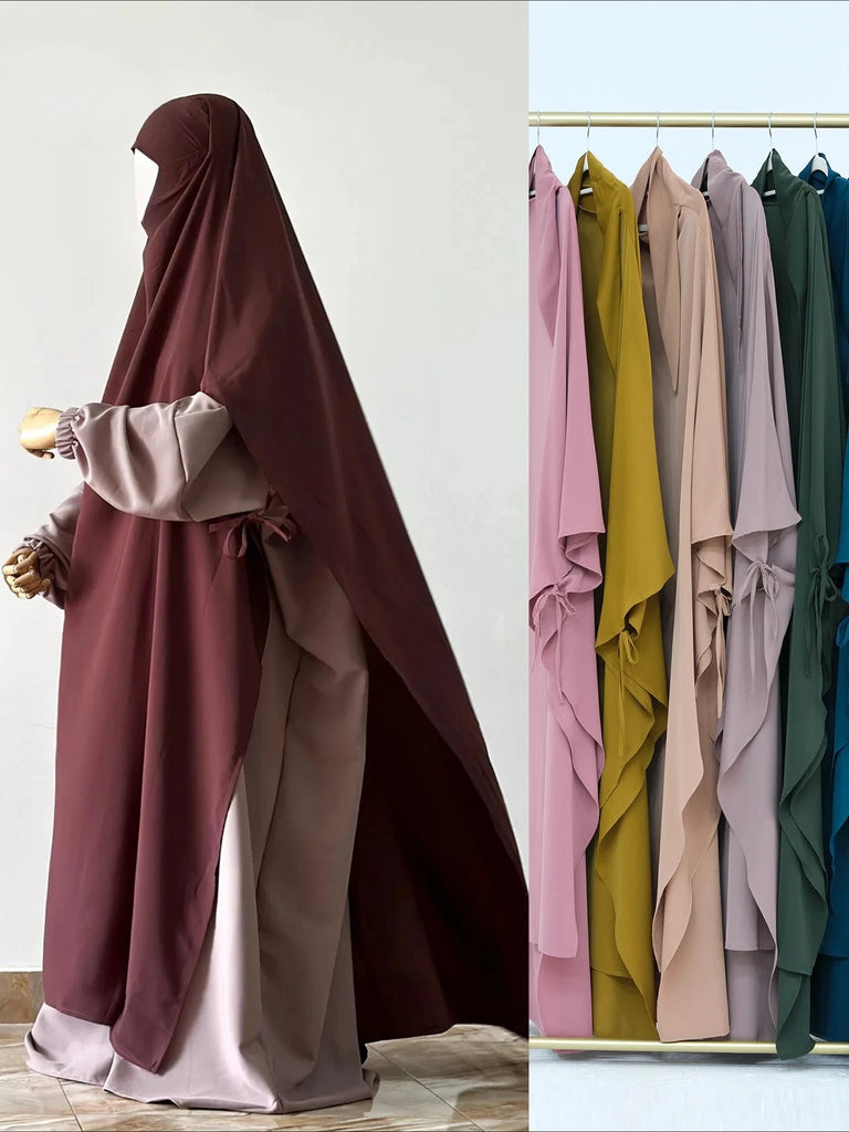 Eid Muslim Women Khimar Hijab Islamic Dubai Solid Color Scarves Turban Arab Ladies Praying Headdress Ramadan Long Headscarf 2025