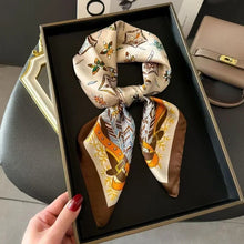 Load image into Gallery viewer, 2025 NEW Hijab Head Girl Luxury Silk Square Plaid Scarf Women Satin Neck Hair Tie Band Soft Work Neckerchife
