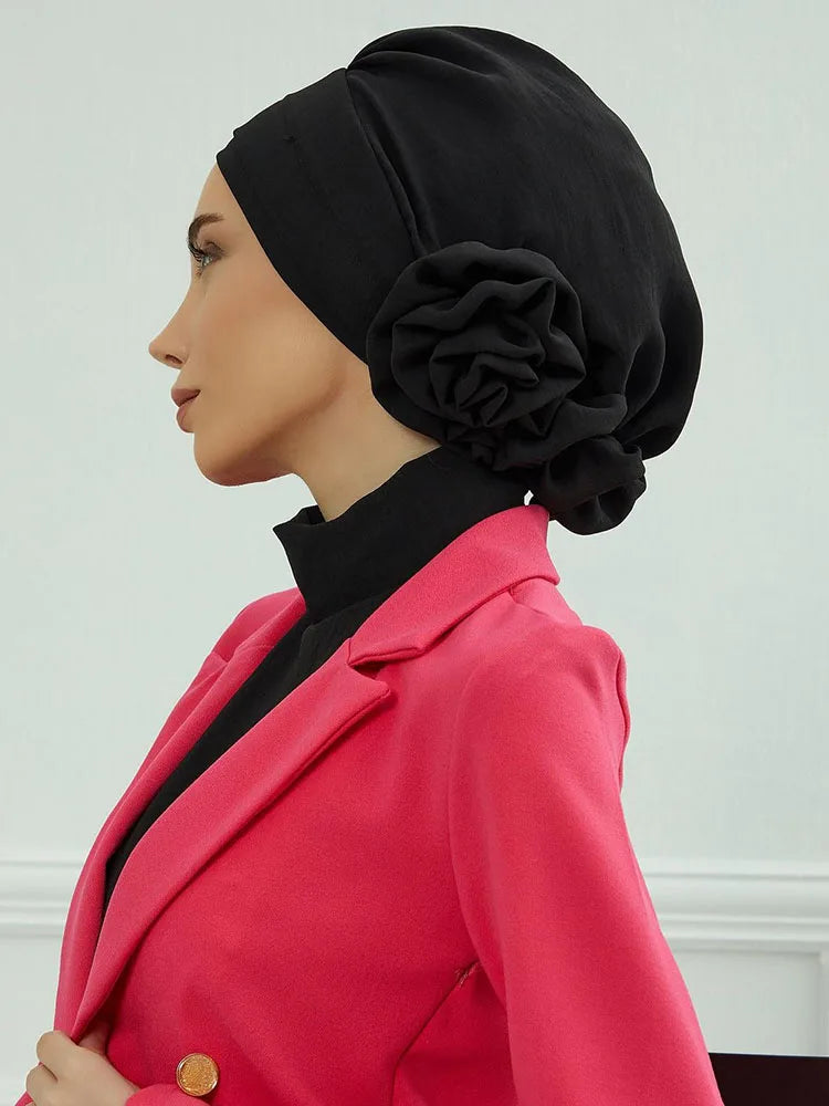 Islamic Hat Hijabs For Woman Trendy Flower Headscarf Undercap Bonnet Women Muslim Turban Hat Ladies Head Wrap Bandana Skullcap
