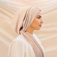 Load image into Gallery viewer, Women Muslim Hijab Pre-Tied Hat Headscarf Wrinkle Long Tail Chemo Cap Bandage Bonnet Head Wrap Bandanas Headband Turbante Mujer