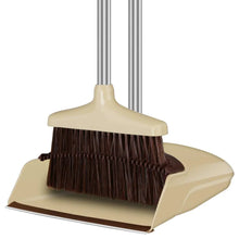 Load image into Gallery viewer, FGY Broom and Dustpan Set 48&quot; Long Handle Broom and Collapsible Dust Pan Combo for Home Office Kitchen (Brown)